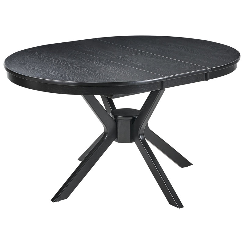 Extendable Oval Solid Wood Base Dining Table, Black