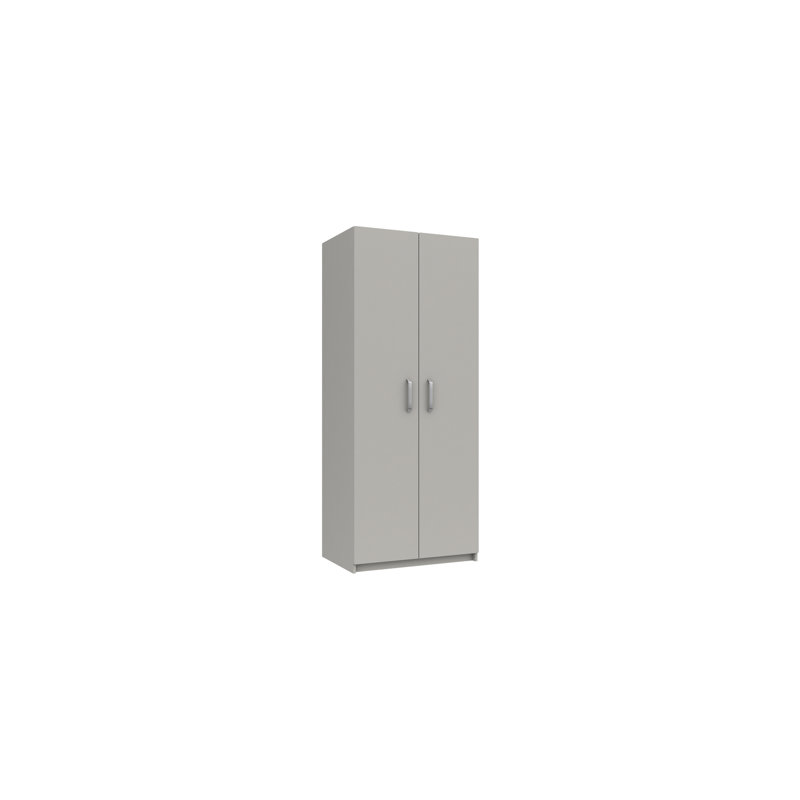 Narvaez 2 Door Manufactured Wood Wardrobe, Light Grey Gloss