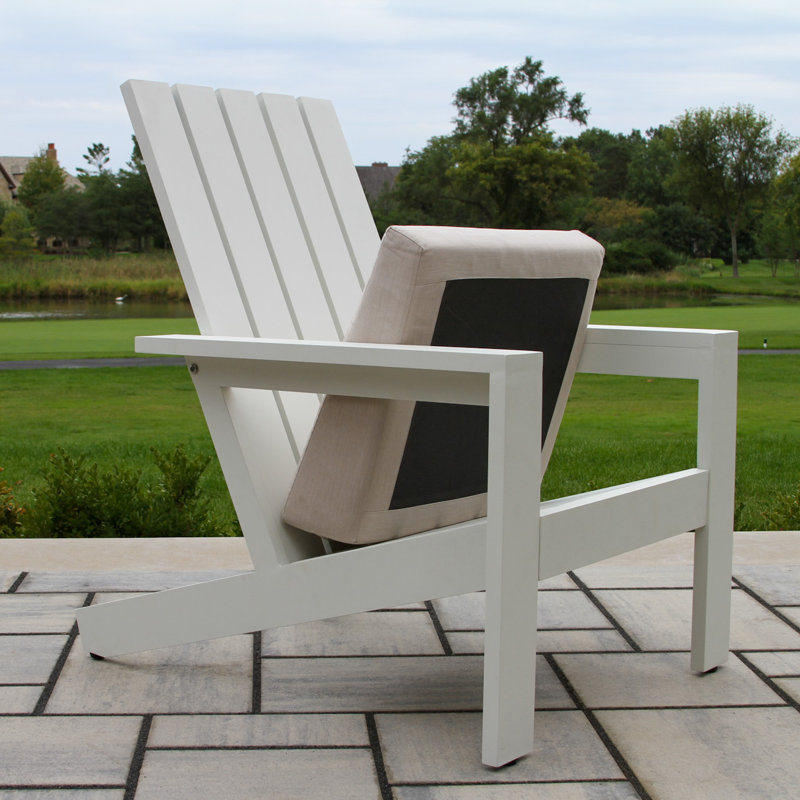 Rhys White Aluminum Adirondack with Sunbrella Cushion, White