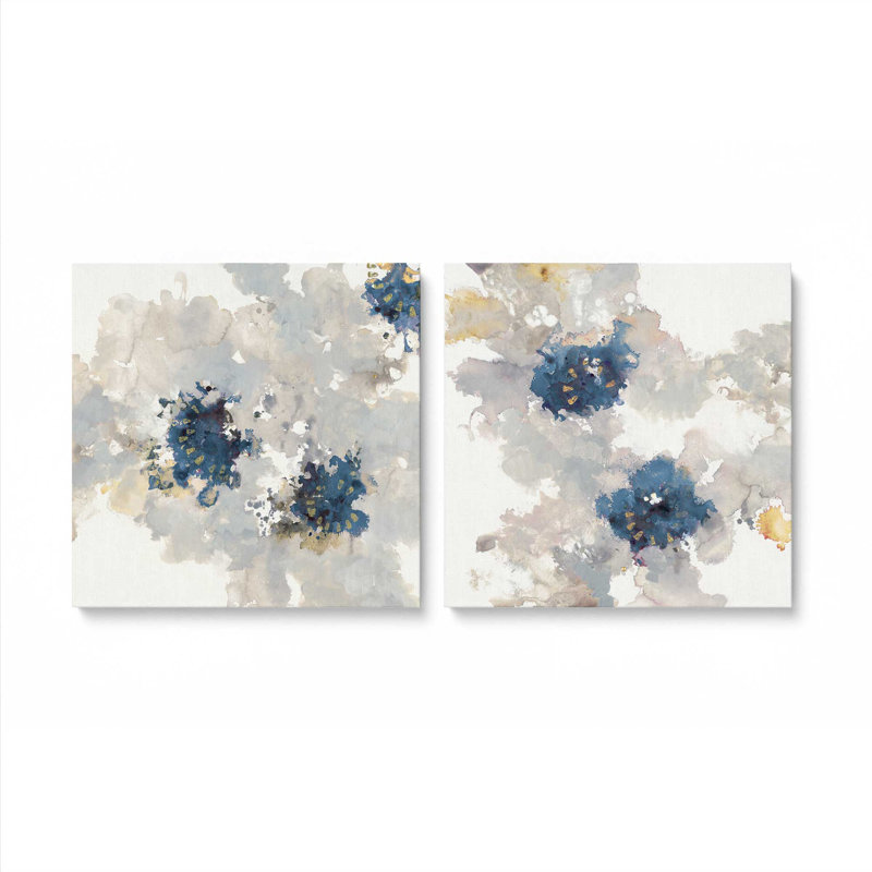 Inky Petal Splash, ensemble de 2 impressions, 30 po x 30 po, Toile tendue, Toile tendue