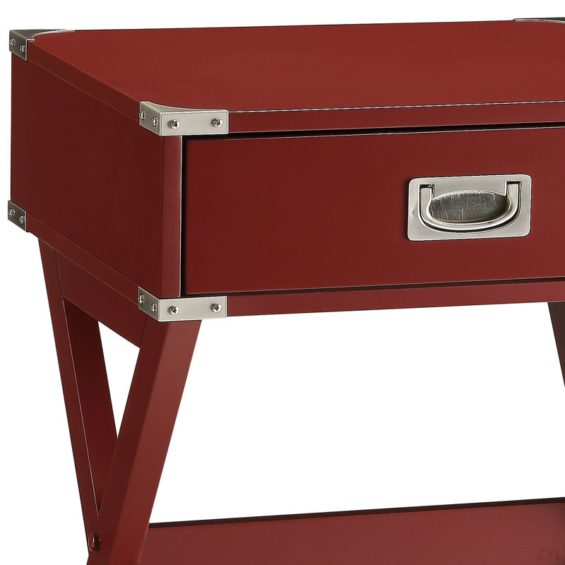 Table d'appoint à finition rouge, Rouge