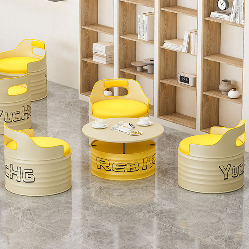 Ensemble repas rond 27,56 po Kristalyn, Jaune, Beige / Jaune, 4