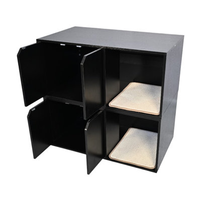 36.64" Cat Litter Box Enclosure With Scratch Pad, Modern Black House, 20.71" X 17.42", 52 Lbs, Pb And Combination House As Enclosure, Wide, 17.42" High, Ideal Scratching Option