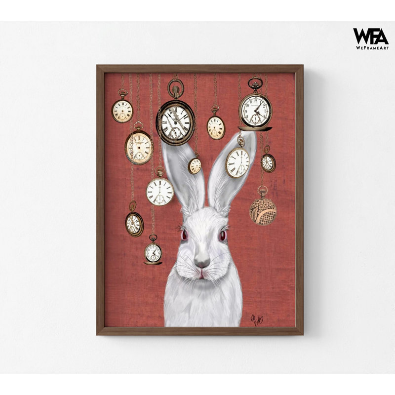 Rabbit Time, affiche encadrée, impression murale, Encadrement brun, H 12 po x l 16 po, Pas de tapis