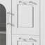 Ensemble de meuble-lavabo autoportant gris 24 po avec lavabo en céramique, double tiroir et portes en verre, finition bois moderne.
