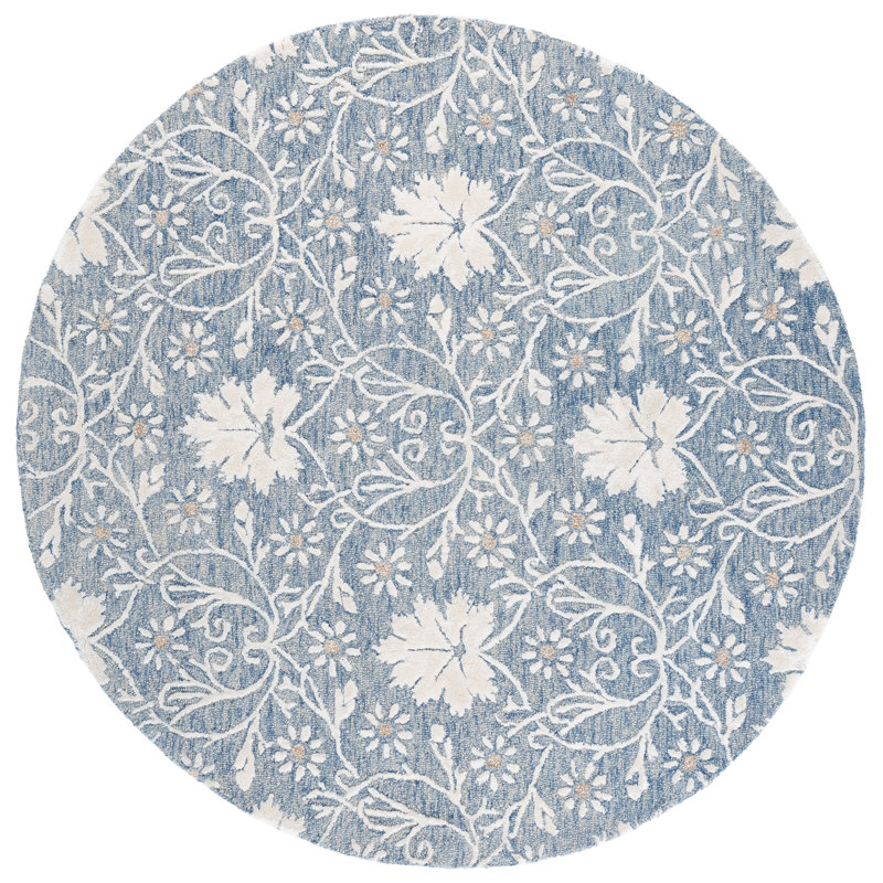 Glamour 610 Hand Tufted 45% Wool; 45% Viscose; 10% Cotton Floral Rug, Round 6'
