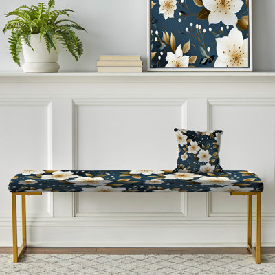 Minimalist Poppy Wonders - Banc rembourré floral doré