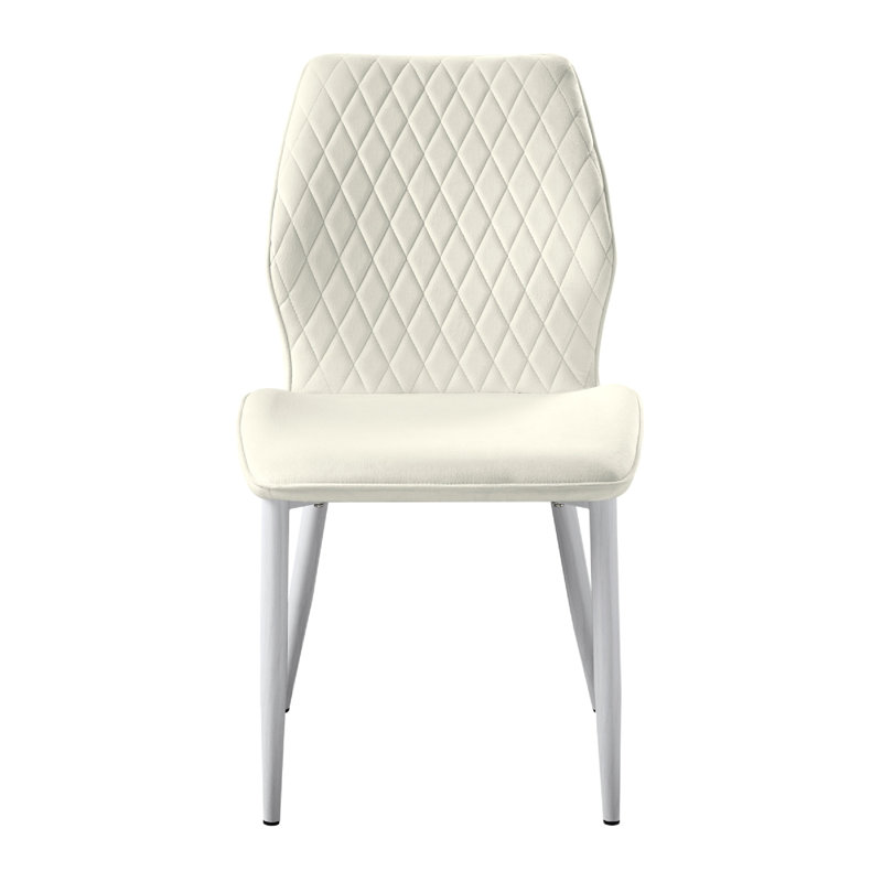 Ensemble de 2 chaises de salle à manger Bailey, en métal, en velours matelassé, Beige