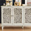 Buffet antique 60 "avec sculptures florales avec pieds en bois massif et poignées en laiton antique et tablettes réglables-62172446
