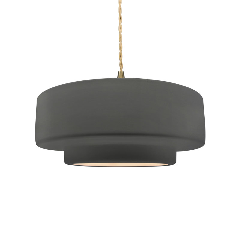Luminaire suspendu à 1 lumière Meydan, H 5,25 po x l 14,5 po x P 14,5 po, Gris brillant, Laiton brossé