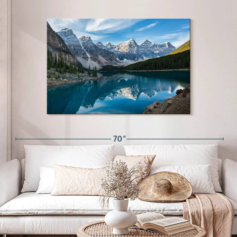Lac Alaine Moraine dans la vallée, H 32 po x l 48 po