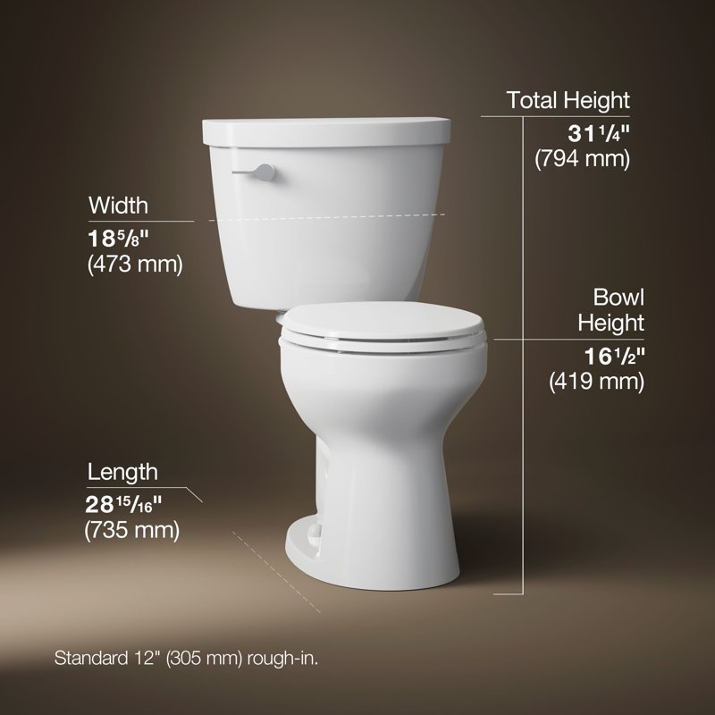 Cimarron® Two-piece round-front toilet, 1.28 gpf, White