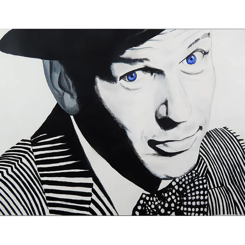 «Frank Sinatra», reproduction de peinture acrylique encadrée, H 16 po x l 12 po x P 1,25 po, Papier avec cadre noir