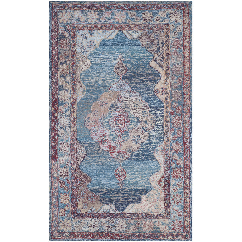 Tapis bleu touffeté à la main Evanoff, Rectangle 3 pi x 5 pi