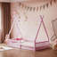 Lit simple en bois avec clôture-419681295