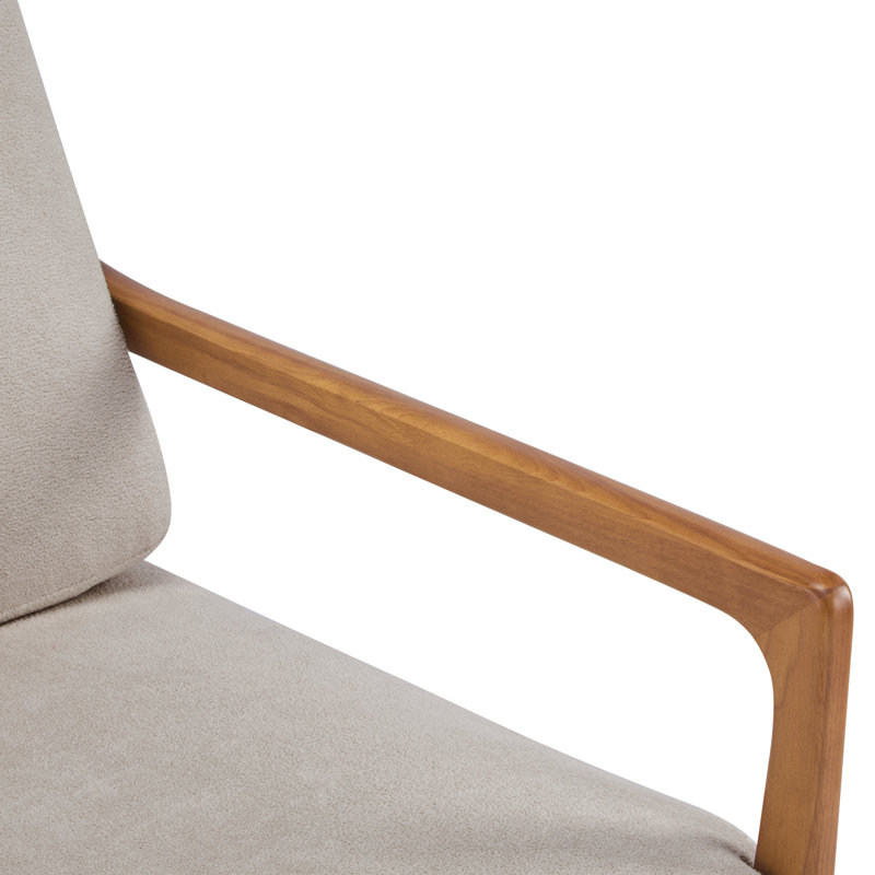 Fauteuil Mid-Century rembourré gris, Gris clair