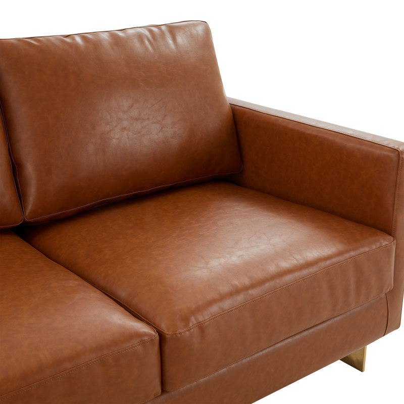 Bellago 83.5'' Faux Leather Sofa, Cognac Tan
