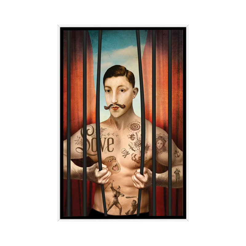 «Seven of Wands» par Catrin Welz-Stein - impression d'art graphique, Toile blanche encadrée, Pas de tapis