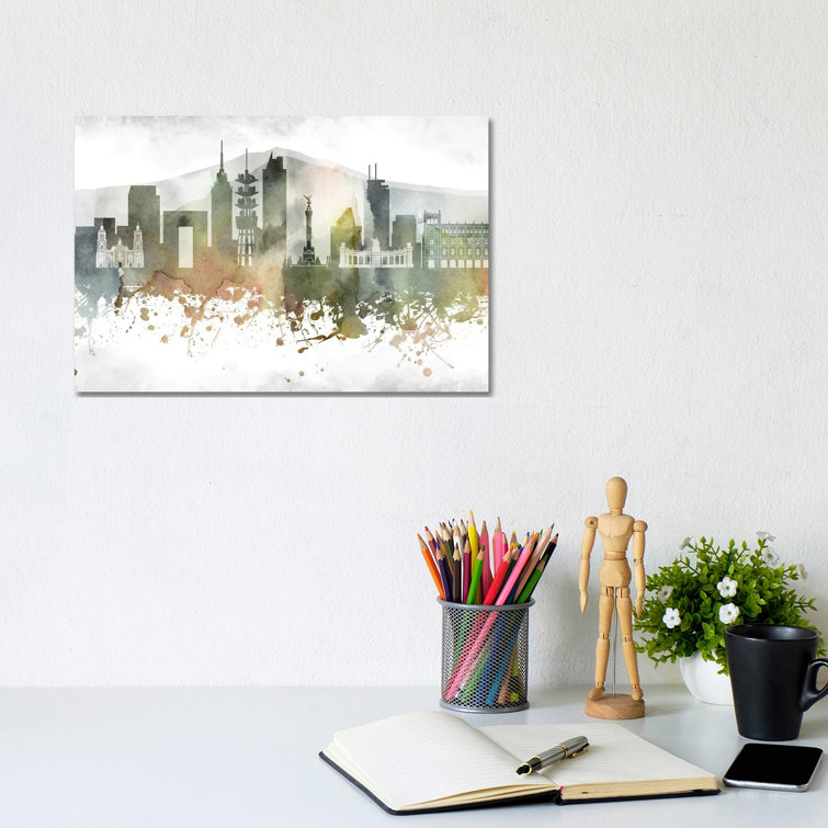 Mexico City Skyline by WallDecorAddict - Wrapped Canvas Painting