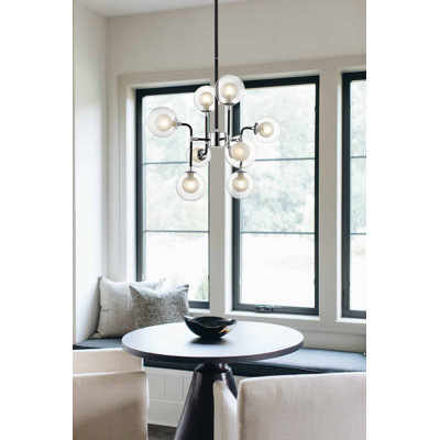 8 - Light Geometric LED Pendant with Glass Accents