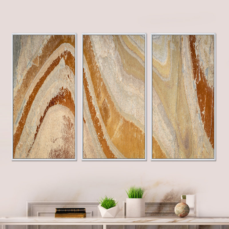 «Colorful Slate Stone», peinture sur toile flottante 3 pièces, H 28 po x l 36 po, Blanc
