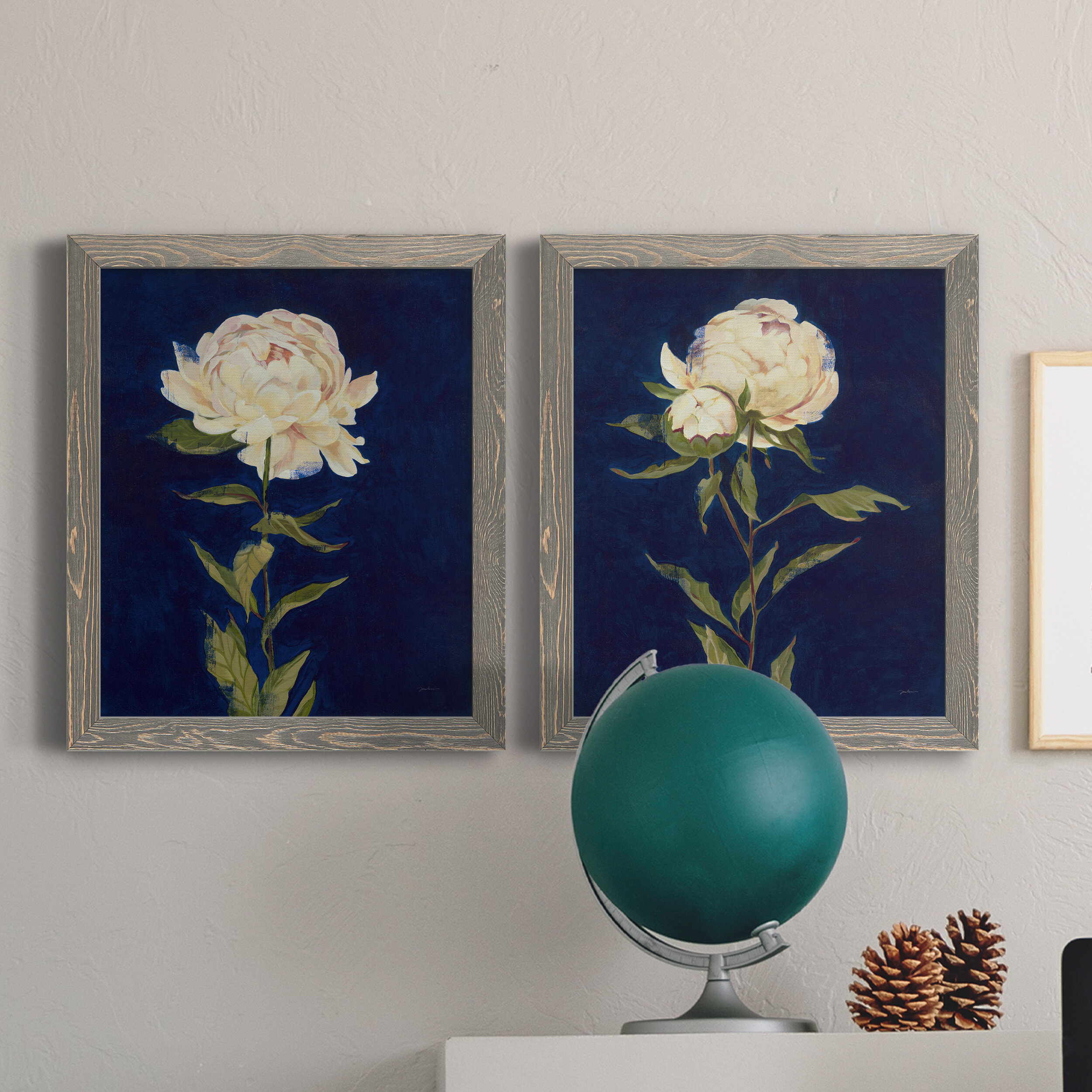 Indigo Floral On Linen II - Premium Framed Print - Ready To Hang Framed  Print