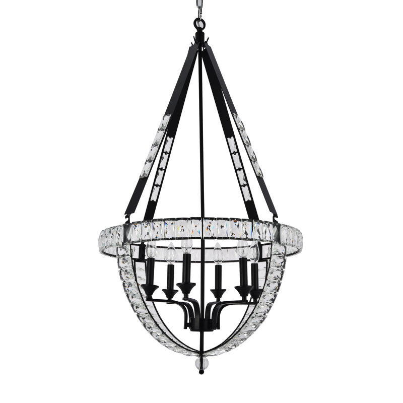 Lustre en cristal 6 lumières Transitional, Noir, Non