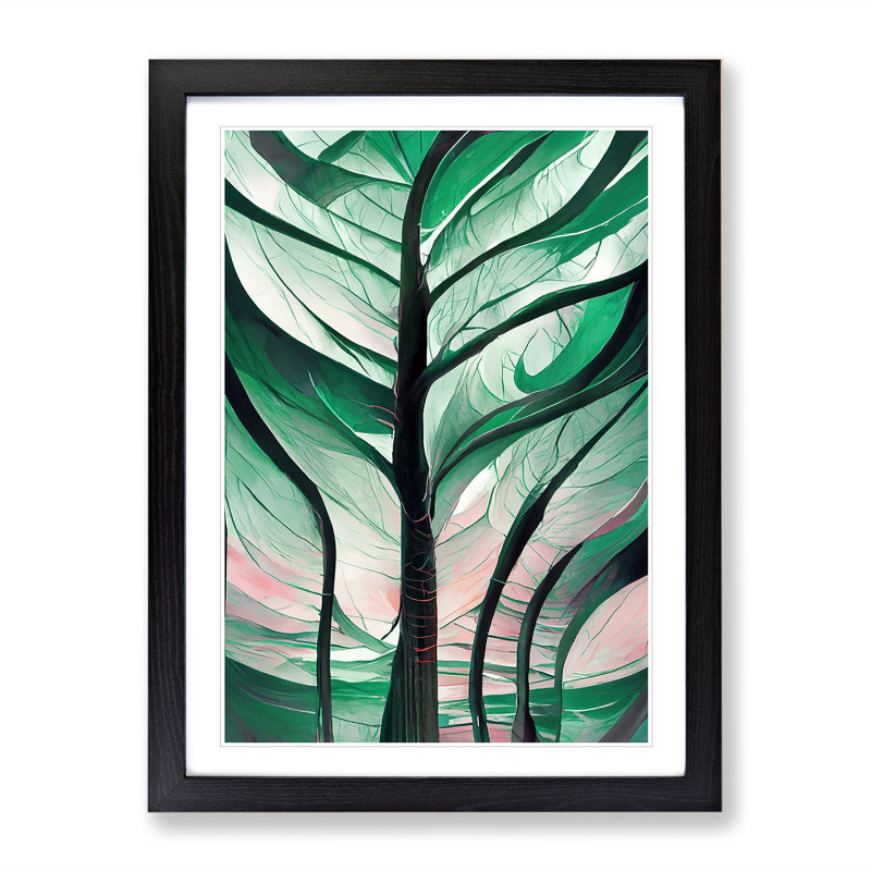 Tree Abstract Art No.1 - Wall Art, Black Framed, 66cm H x 48cm W, White