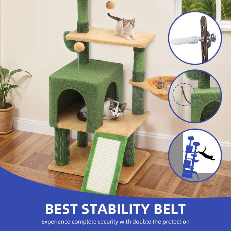 Multi-Level Cactus Cat Tree Tower with Perches, Condos, and Scratching Posts