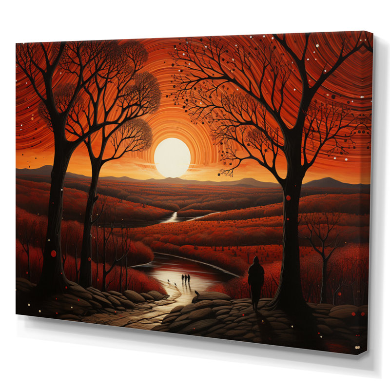 " Orange Black Native American Essence ", 24" H x 32" W x 1" D, Wrapped Canvas