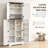 64" Kitchen Pantry Cabinet with Motion Sensor Light, Tall Storage Cabinet, White,wood