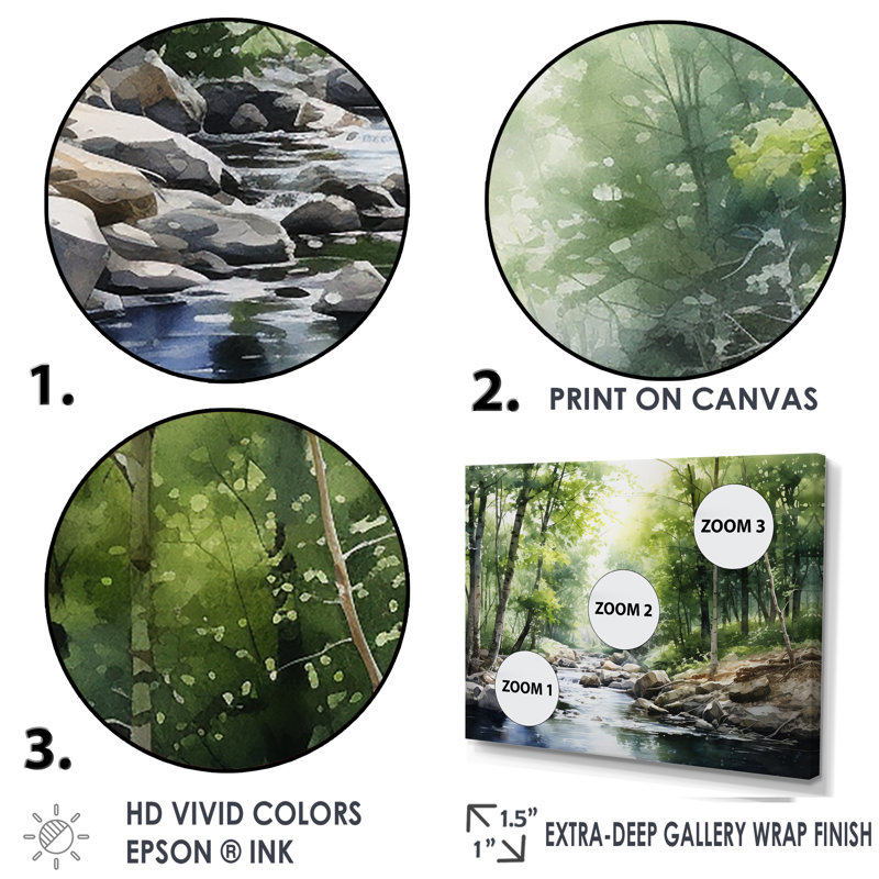 " River Forest Hidden Treasure Scenery II ", White Single Picture Framed, 12" H x 20" W x 1" D