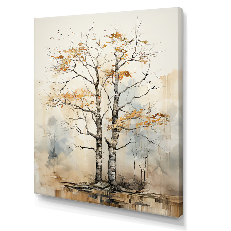 «Soft Neutral Tones Tree Oak Harmony II», reproduction sur toile, Toile tendue, H 44 po x l 34 po x P 1,5 po