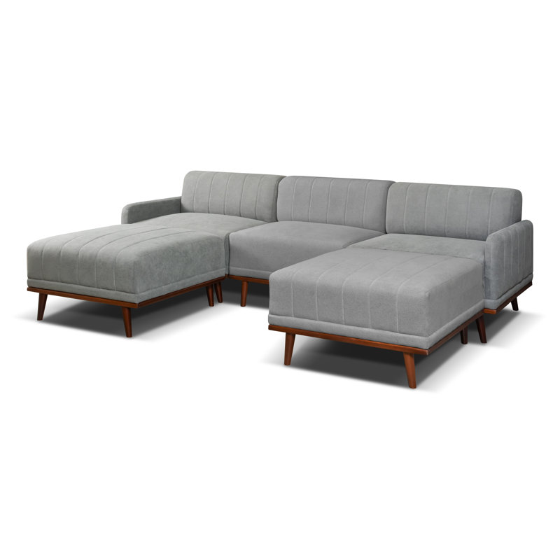 Belloir 5 Seater Large Corner Sofa , Grey Polyester Blend