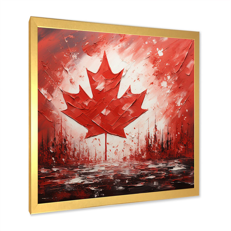 Drapeau Berley drapeau canadien I - impression, H 16 po x l 16 po x P 1 po, Cadre doré à une seule photo