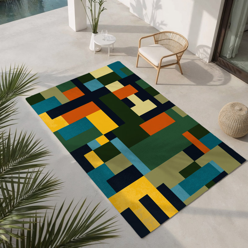 Pixelized Peaks Indoor And Outdoor Area Rug, Rectangulaire 8 pi x 10 pi
