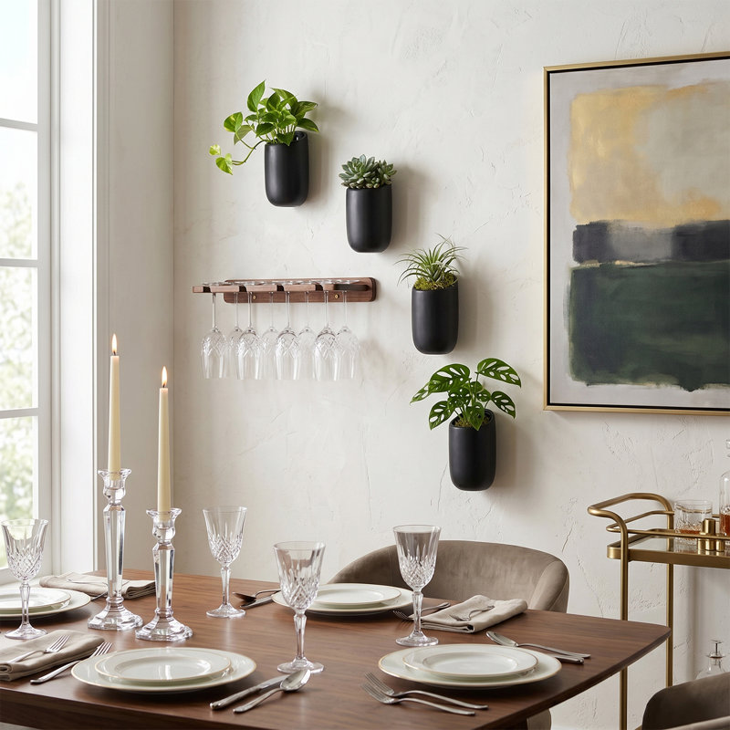 Anikka Ceramic Indoor / Outdoor Hanging Planter, Black