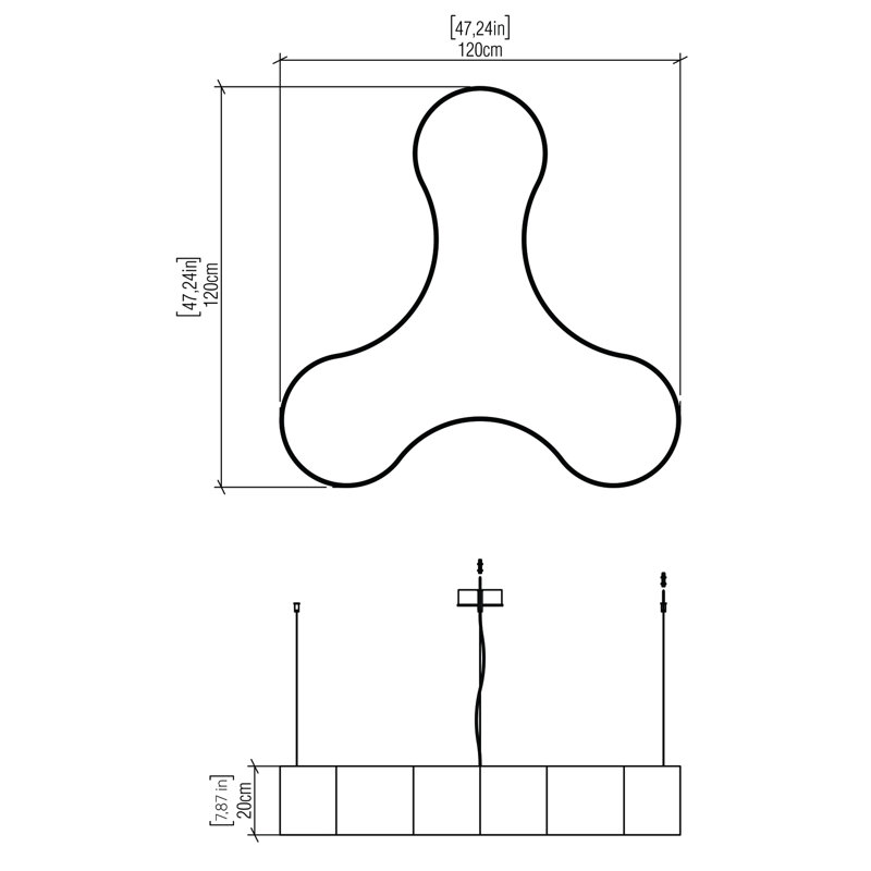 Luminaire suspendu unique à 1 lumière Trevo, Imbuia