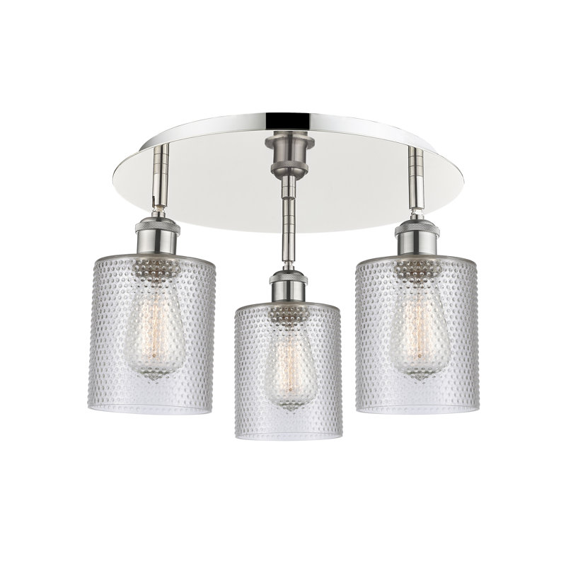 Dublin Glass Semi Flush Mount, Clear, Polished Nickel