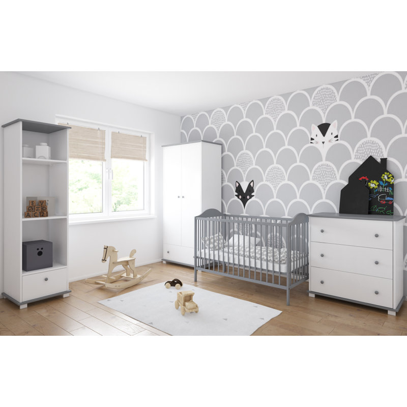 Toland Cot with Mattress, Grey, With mattress