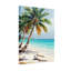 Plantes et fleurs, plage tropicale, palmiers, vue sur l'océan, sable, bois flottant, ciel-587777621