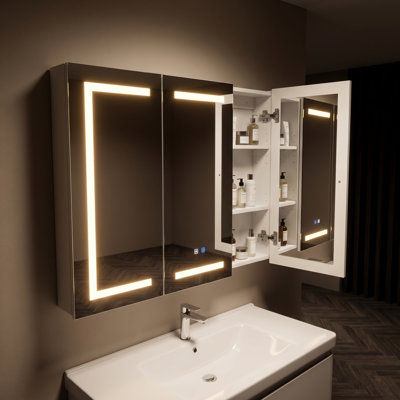 Bhargavi 47.2'' W 35.4'' H Surface Frameless Medicine Cabinet with Mirror and 6 Adjustable Shelves