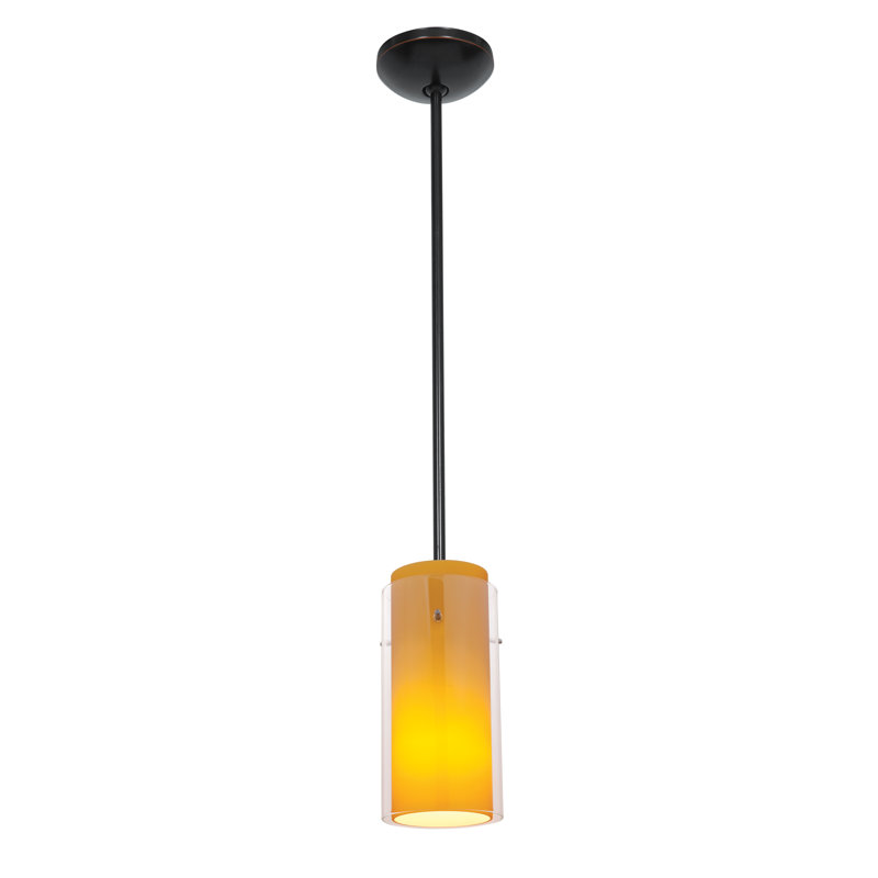 Clarksburg 1 - Light Single Pendant, Clear Amber, Oil Rubbed Bronze