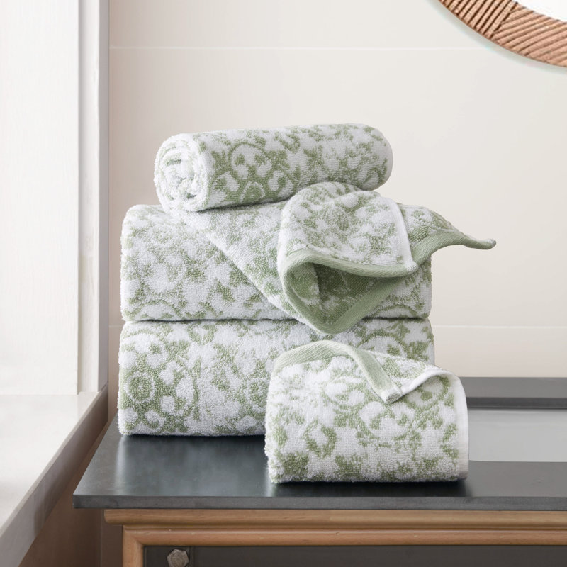 Aziza Jessica Simpson 4 Piece 100% Cotton Towel Set, Frosty Green