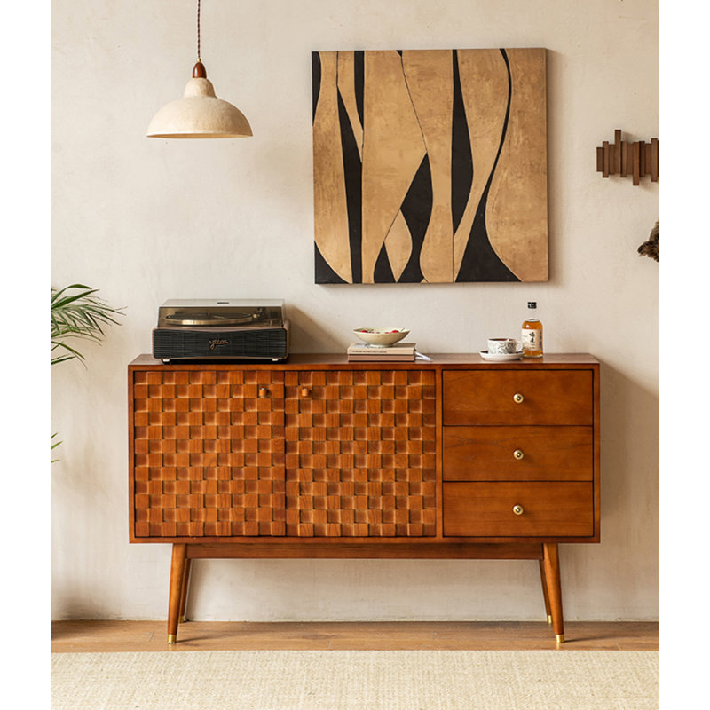 Buffet, tiroirs et armoire fonctionnels rétro, H 33,86 po x l 70,87 po x P 17,72 po