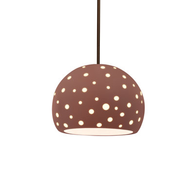 Luminaire suspendu sphère 1 lumière perforée - noir brillant - bronze foncé - l 10 po x H 7,75 po - ampoule remplaçable - tige rigide
