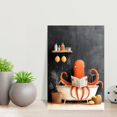 Octopus In Bathtube 1, art mural contemporain