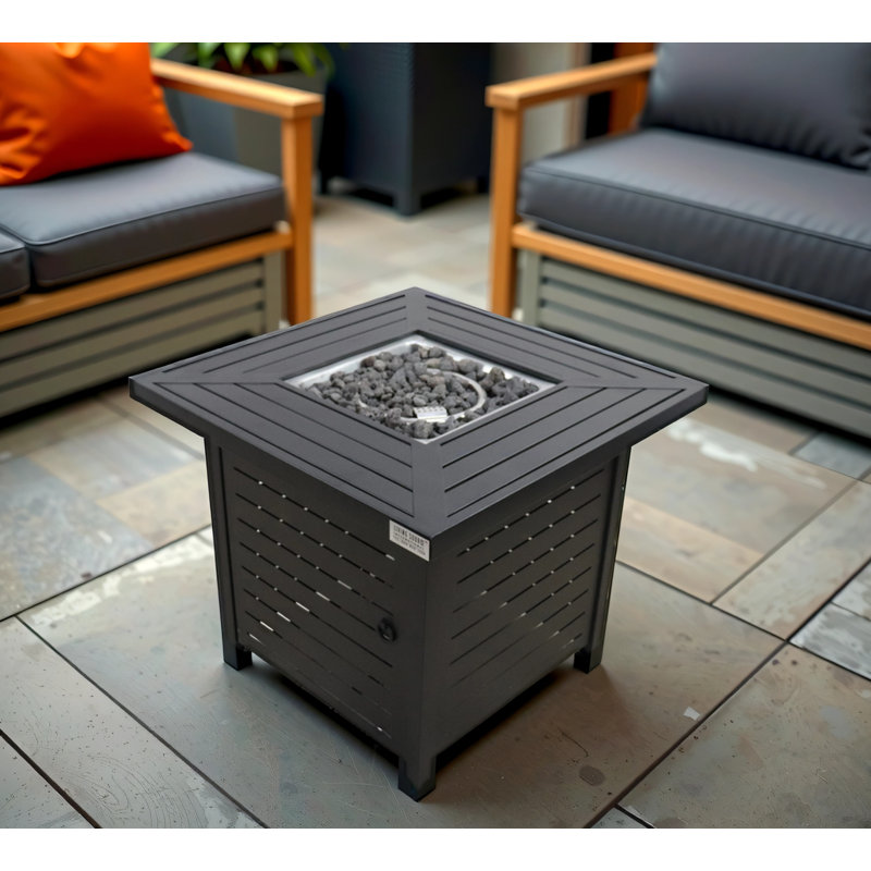 Foyer de table en acier au propane / gaz naturel en acier, l 30 po x H 25 po, 50 000 BTU, thermolaqué noir