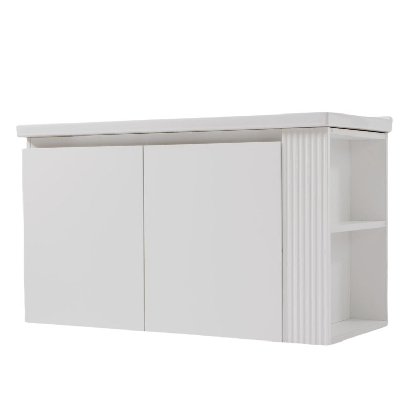 Meuble-lavabo mural 36 po avec portes à fermeture douce et deux tablettes à ouverture latérale