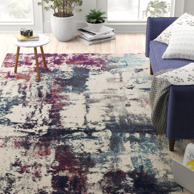 Boston Tufted Navy/Purple/Beige Rug, Rectangle 160 x 230cm